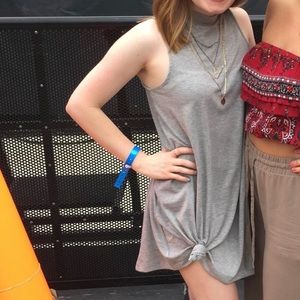 Grey high neck mini day dress